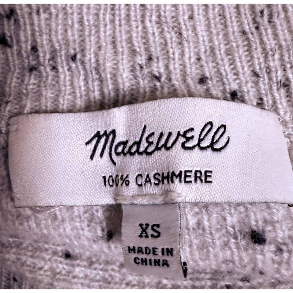 Madewell Cashmere Sweater Top SZ XS Speckled Tips Waffle Minimalist Cottagecore - Picture 4 of 6